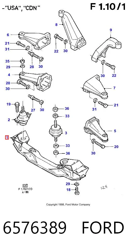 Подрамник передний 6576389 Ford
