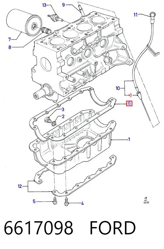 Прокладка поддона картера 6617098 Ford