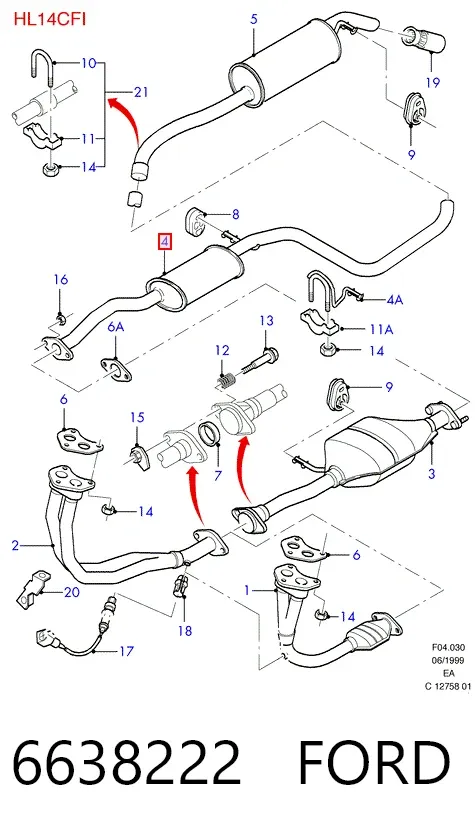 Центральная часть глушителя 6638222 Ford