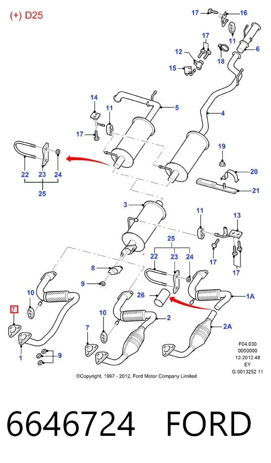 Прокладка глушителя 6646724 Ford