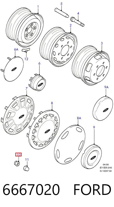 Гайки колесные 6667020 Ford