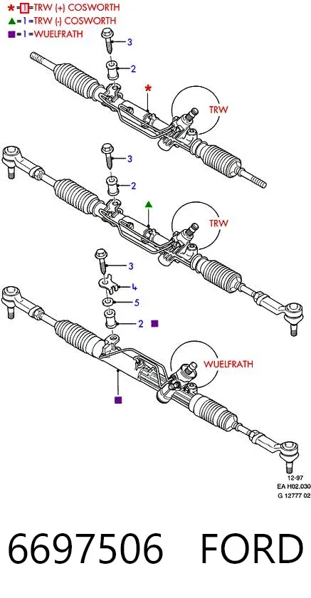 Рулевая рейка 6697506 Ford