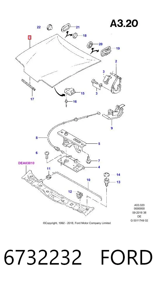 Капот 6732232 Ford