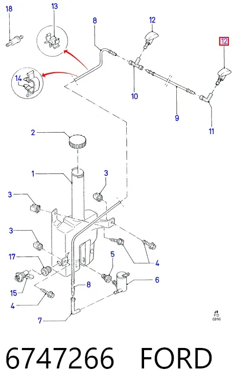 Форсунка омывателя 6747266 Ford