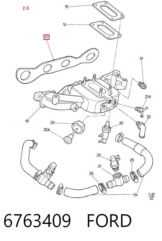 Прокладка впускного коллектора 6763409 Ford