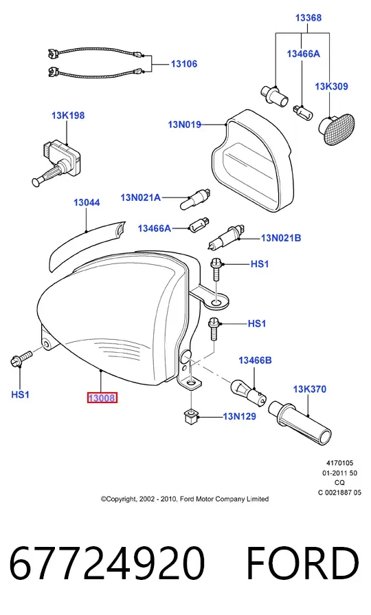 Правая фара 67724920 Ford