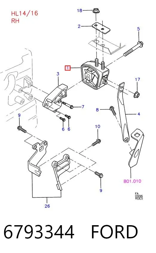 Правая подушка двигателя 6793344 Ford