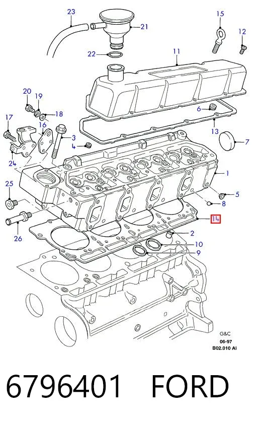 Прокладка ГБЦ 6796401 Ford