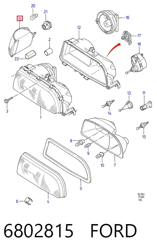 Поворотник правый 6802815 Ford