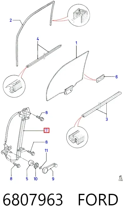 Стеклоподъемник передней левой двери 6807963 Ford