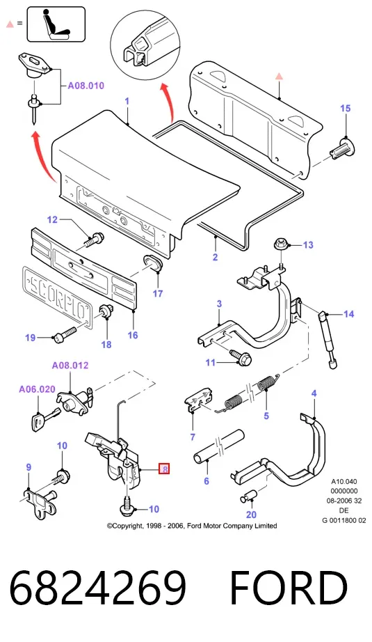Амортизатор багажника 6824269 Ford