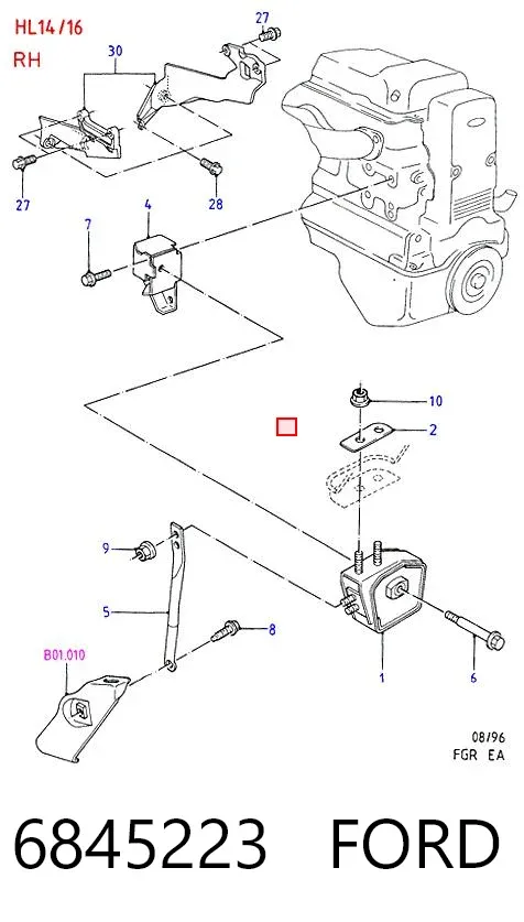 Передняя опора двигателя 6845223 Ford