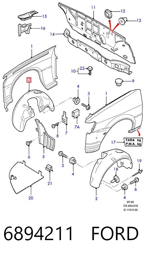 Подкрылок передний правый 6894211 Ford