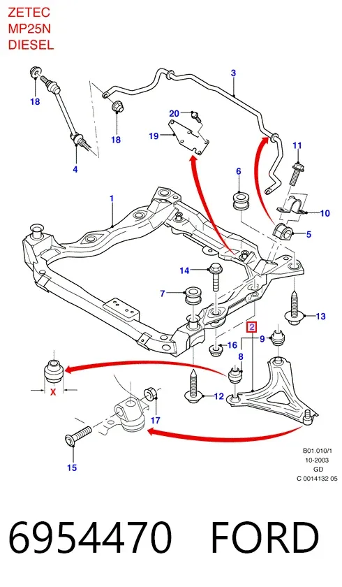Нижний рычаг 6954470 Ford