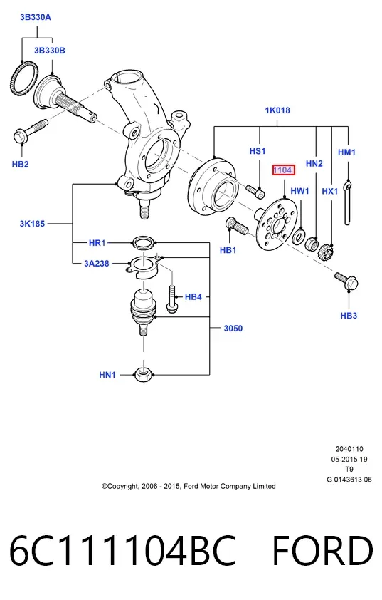 Передняя ступица 6C111104BC Ford