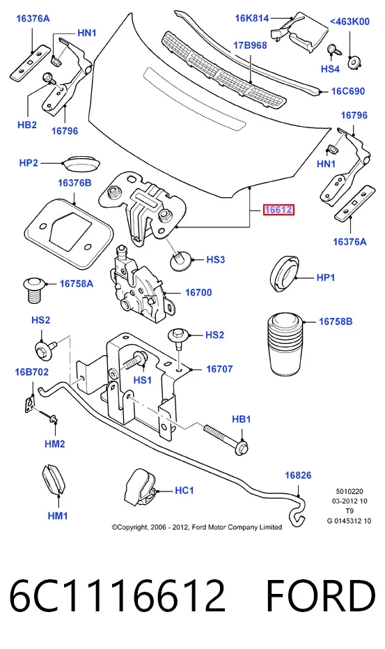 Капот 6C1116612 Ford