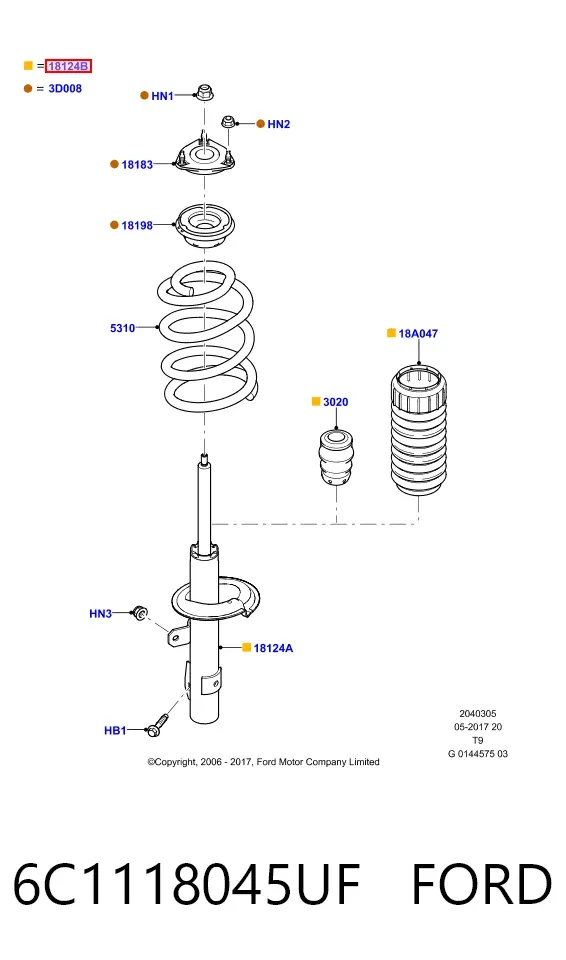 Амортизатор передний 6C1118045UF Ford