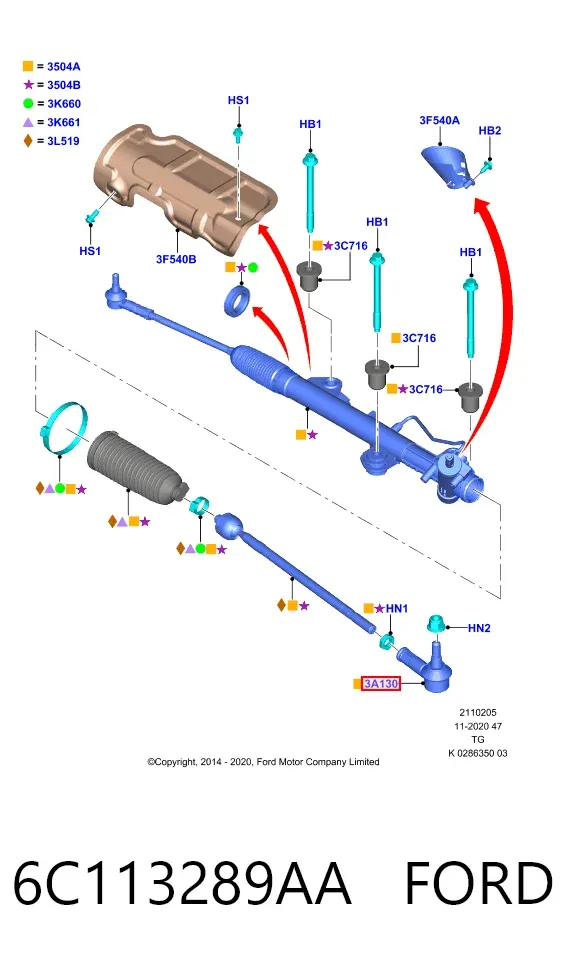 Рулевой наконечник 6C113289AA Ford