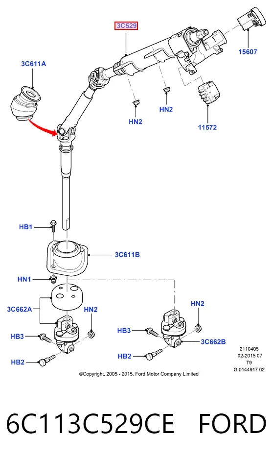 Крестовина рулевого механизма нижняя 6C113C529CE Ford