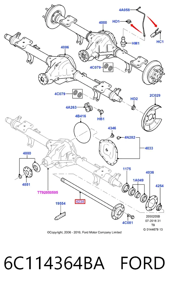 Задняя полуось 6C114364BA Ford