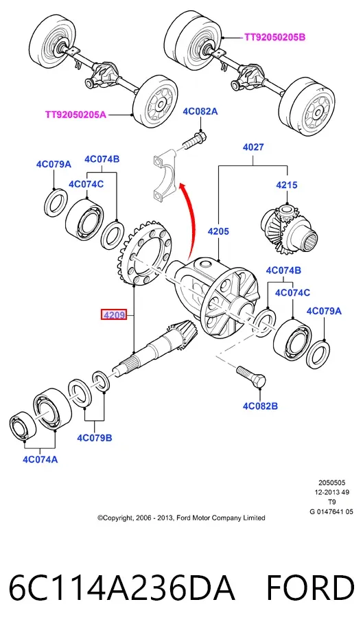 Главная пара заднего моста 6C114A236DA Ford
