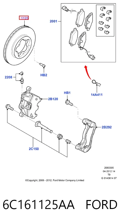 Передние тормозные диски 6C161125AA Ford