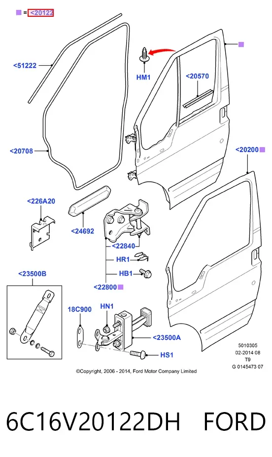 Дверь передняя правая 6C16V20122DH Ford