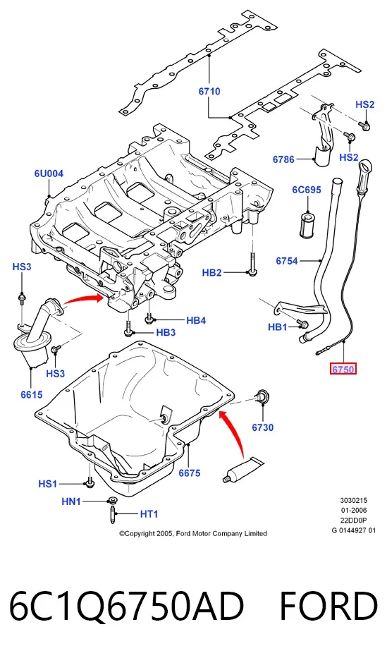 Щуп масляный 6C1Q6750AD Ford