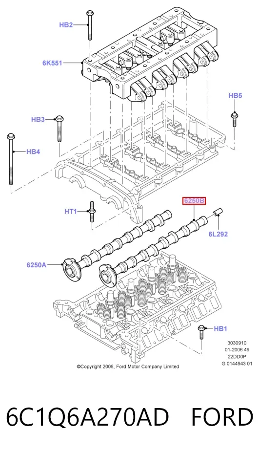 Впускной распредвал 6C1Q6A270AD Ford