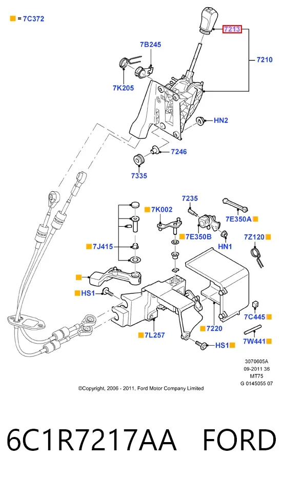 Ручка КПП 6C1R7217AA Ford