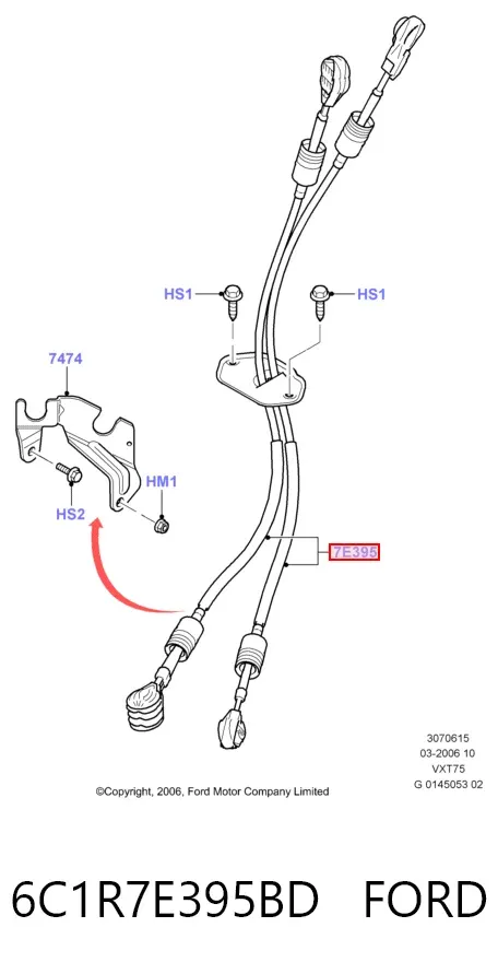 Трос КПП 6C1R7E395BD Ford