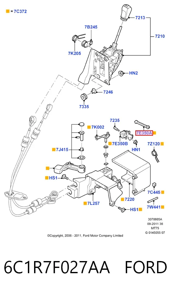 Тяга кулисы АКПП/КПП 6C1R7F027AA Ford