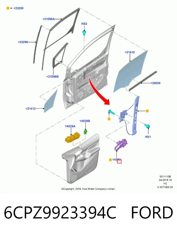 Мотор стеклоподъемника двери передней левой 6CPZ9923394C Ford