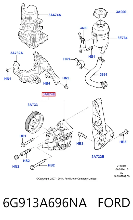 Насос ГУР 6G913A696NA Ford