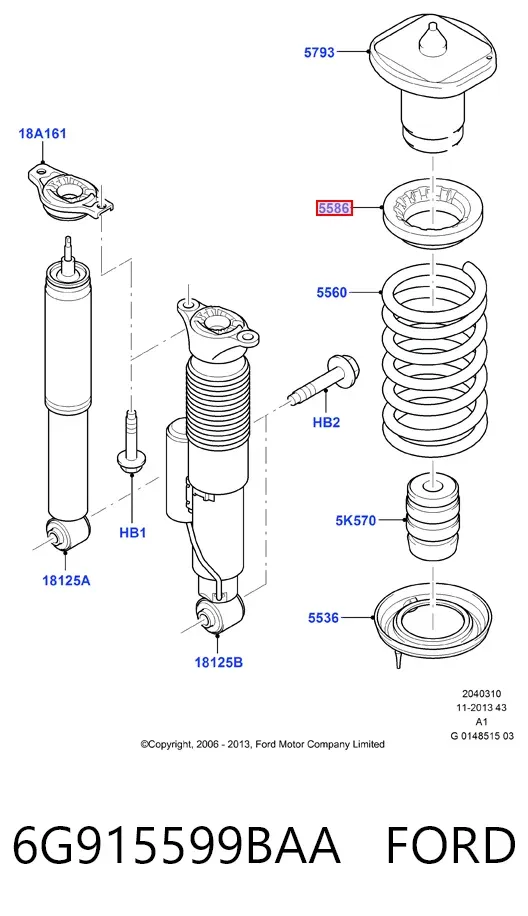 Проставка задней пружины 6G915599BAA Ford