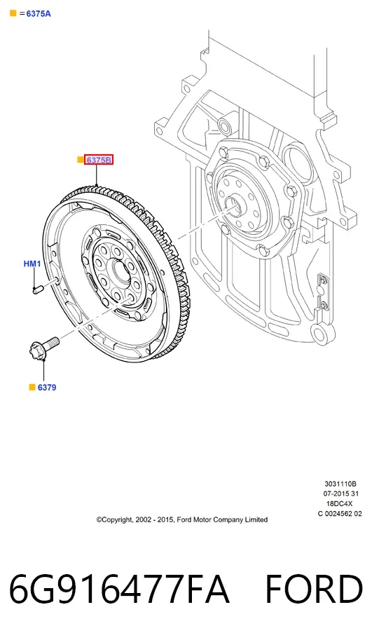 Маховик 6G916477FA Ford