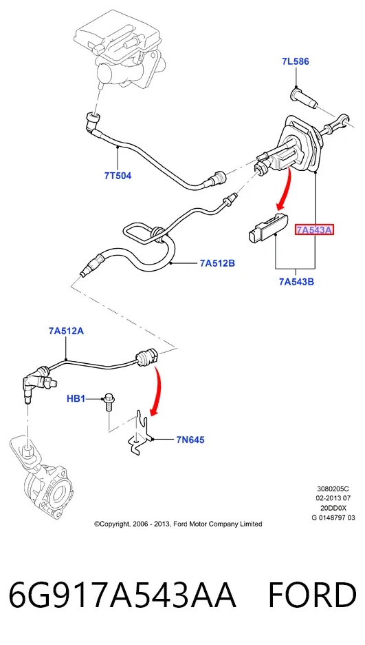 Главный цилиндр сцепления 6G917A543AA Ford