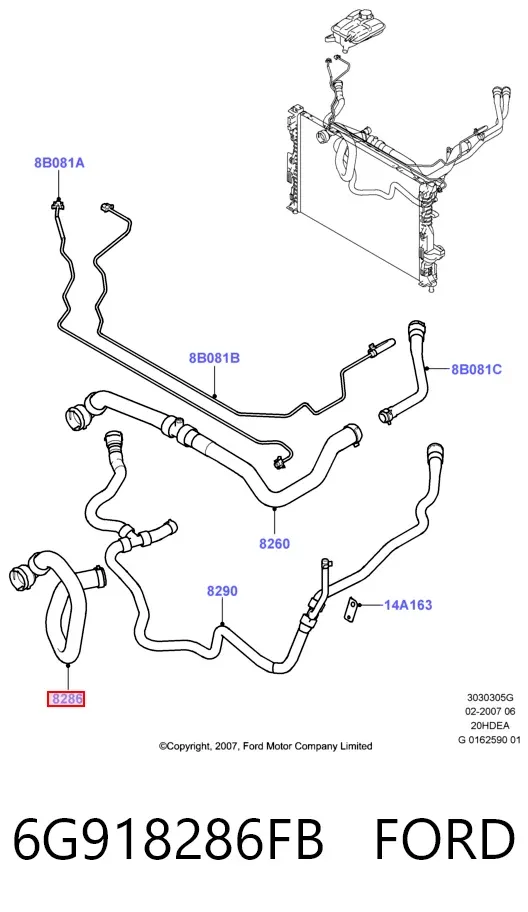 Патрубок радиатора 6G918286FB Ford