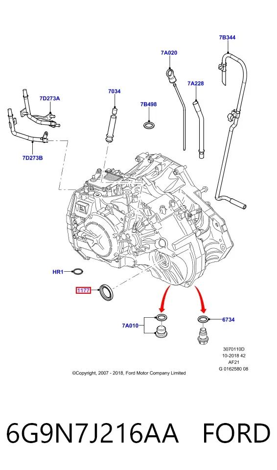 Левый сальник полуоси 6G9N7J216AA Ford