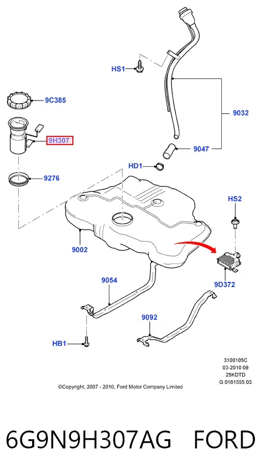 Бензонасос 6G9N9H307AG Ford