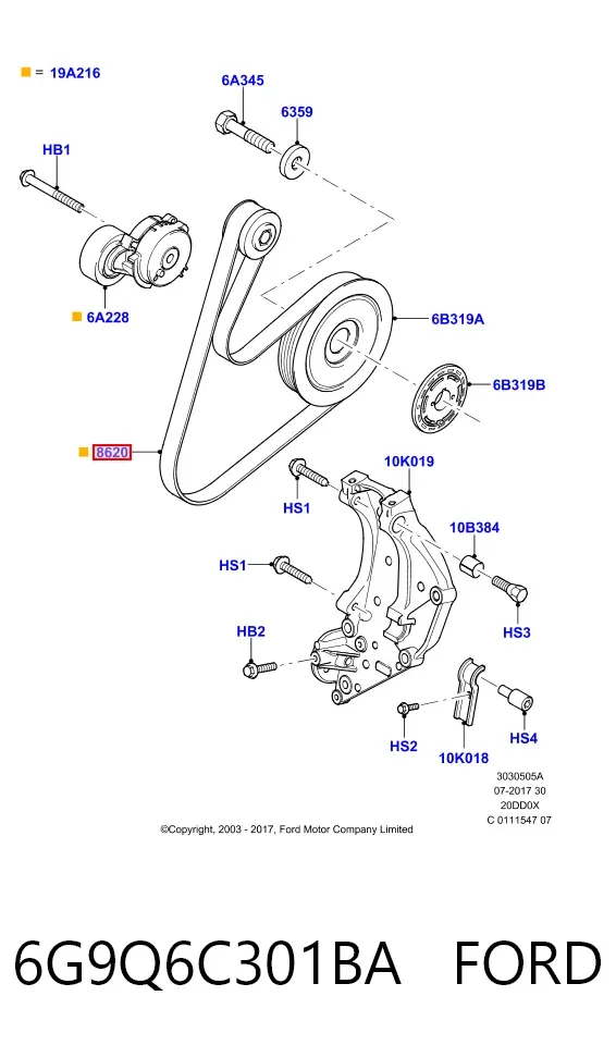 Ремень генератора 6G9Q6C301BA Ford