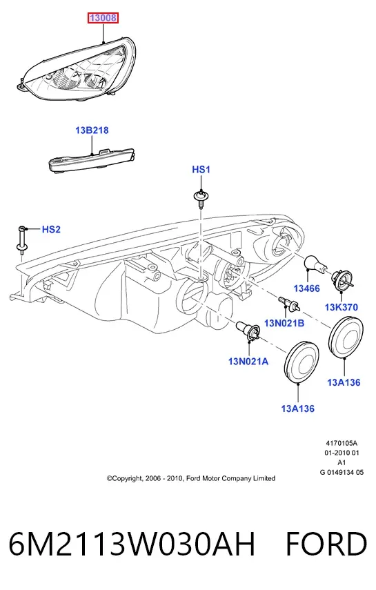 Левая фара 6M2113W030AH Ford
