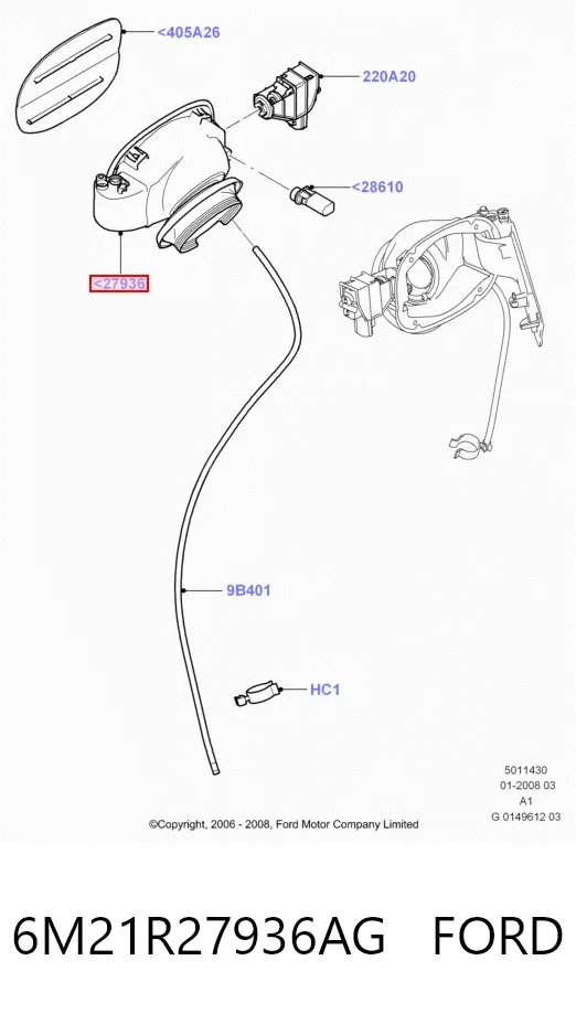 Корпус заливной горловины топливного бака 6M21R27936AG Ford