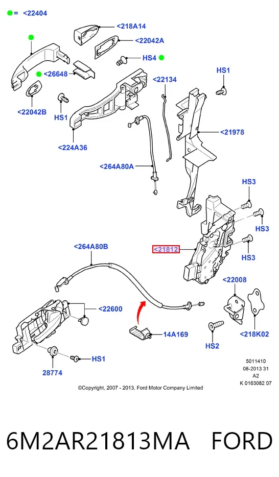 Замок водительской двери 6M2AR21813MA Ford