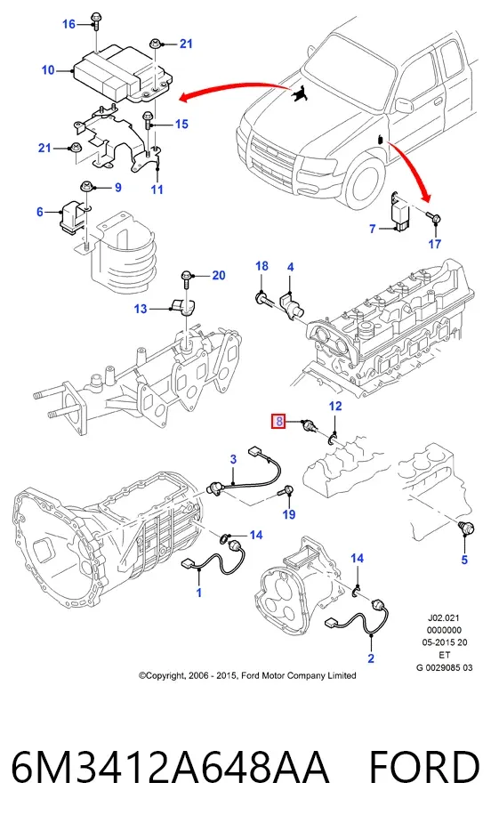 Датчик включения вентилятора 6M3412A648AA Ford
