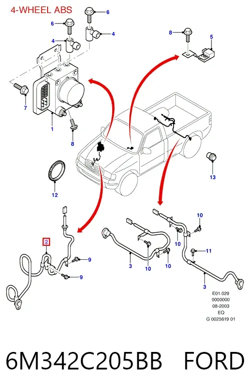 Датчик АБС (ABS) передний левый 6M342C205BB Ford