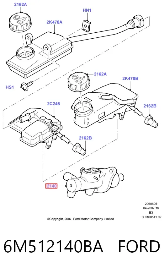 Главный тормозной цилиндр 6M512140BA Ford