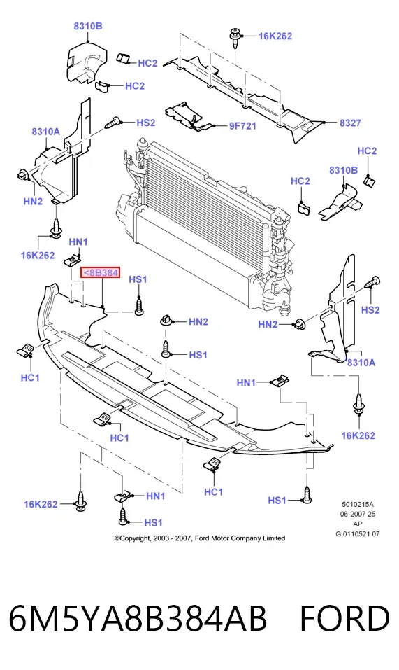 Защита бампера переднего 6M5YA8B384AB Ford