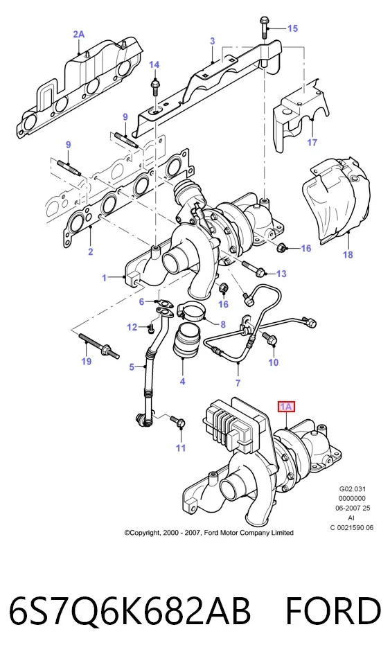 Турбина 6S7Q6K682AB Ford