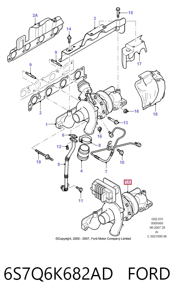 Турбина 6S7Q6K682AD Ford